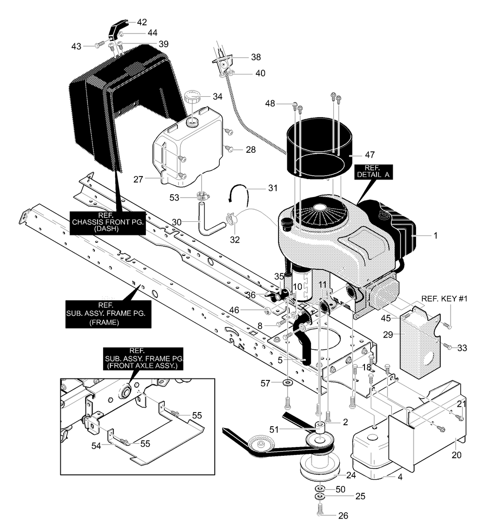 Engine And Control Assembly Diagram and Parts List for 425608X58A 2001 Briggs and Stratton Lawn Tractor